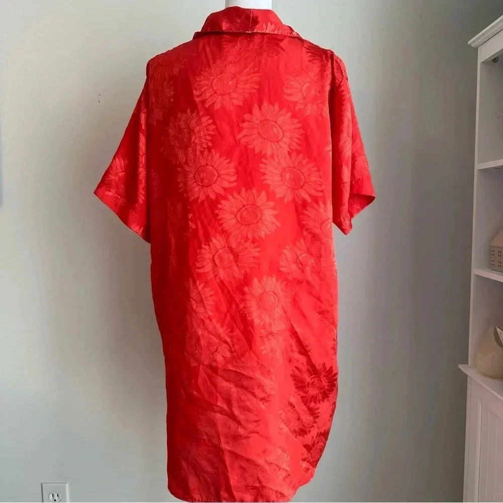 Vintage Victoria’s Secret Sunflower Print Button Up Nightgown Orange S
